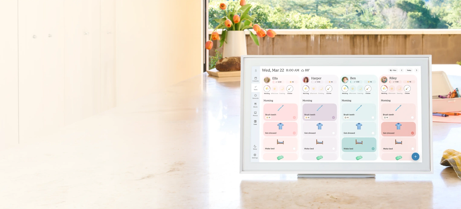 Skylight Calendar Max displayed on wall