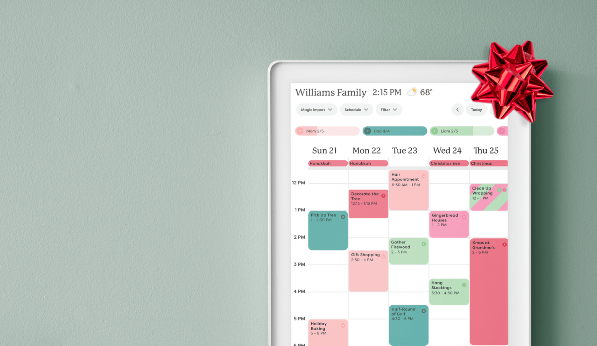 Skylight Calendar Max displayed on wall